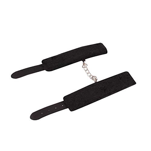 Luxarra Handcuff, Durable Leather Adjustable Handcuff, Super Soft Fur Handcuff, Multi Functional Handcuff with Velvet Pouch, (Black)
