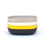 EKOBO Bamboo 40oz Pasta/Salad Plate Bowl Set, Service for 4, Gift Box, BIOBU Eco-material, Indoor/Outdoor dining, Assorted Colors