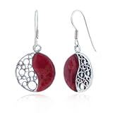 925 Sterling Silver Natural Inlay Yin Yang Dangle Hook Earrings