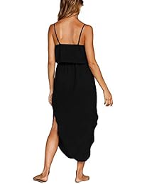 Misslook Vestido de verano para mujer con tirantes ajustables, con dobladillo irregular, sin mangas, para la playa