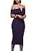 AlvaQ Women's Sexy V Neck Off The Shoulder Evening Bodycon Club Midi Dress