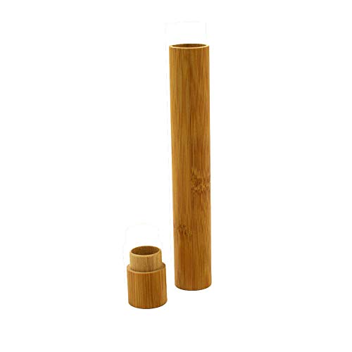 CactusAngui Portable Bamboo Toothbrush Tube Case Holder Travel Camping Bathroom Accessory Wooden