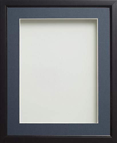 Frame Company Drayton Range Black Frame with Blue Mount, A4 for A5 *Choice of Sizes* Fitted with Real Glass