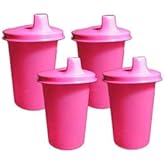 Tupperware Set 4 Pink Kids Bell Tumblers with Pink Sipper Sippy Seals