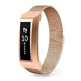 Fitbit Alta Band, UMTETE Fully Magnetic Closure Clasp Mesh Loop Milanese Stainless Steel Replacement Accessory Bracelet Strap with Metal Frame for Fitbit Alta Fitness Tracker Silver