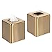 mDesign Metal Square Tissue Box Cover, Modern Facial Paper Holder - Accessories for Bathroom Vanity, Bedroom Dresser, Night Stand, Desk, Office, End Table - Unity Collection - 2 Pack - Soft Brass