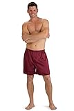 Fishers Finery Mens 100% Silk Boxers; Loungewear; Comfortable Sleepwear (Red, L)