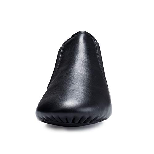 Stelle Leather Jazz Slip-On Dance Shoes for Adult Women Men (Black