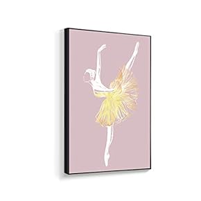 Framed Canvas Home Artwork Decoration Elegant Ballerina Canvas Wall Art for Living Room, Bedroom - 16x24 inches