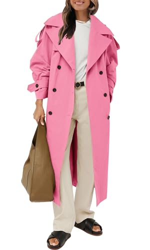 Farktop Womens Long Trench Coat
