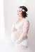 U-Story Sexy Deep V-Neck Long Sleeve Lace Beach See-through Maternity Maxi Dress (Large, White)