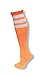 NEON NATION Unisex White Knee High Team Tube Socks with Various Colored Stripes