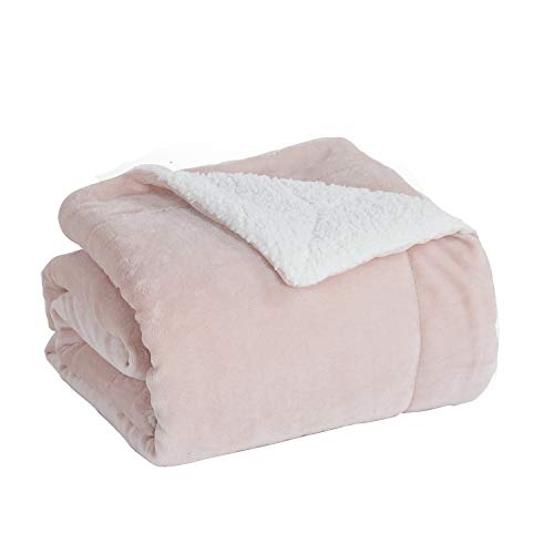 MERRYLIFE Decorative Sherpa Throw Blanket Ultra-Plush Comfort | Soft, Colorful | Home, Couch, Outdoor, Travel Use (60" 70",Pink