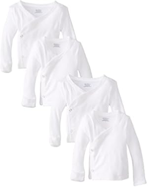 Unisex-Baby Newborn 4 Pack Long Sleeve Side Snap Mitten Cuffs Shirt