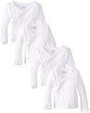 Gerber Unisex-Baby Newborn 4 Pack Long Sleeve Side Snap Mitten Cuffs Shirt (Newborn)