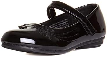 Walkright Girls Black Patent Riptape School Shoe