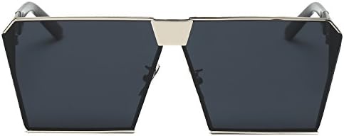 VATENANI Fashion Oversized Mirrored Flat Lens Square Metal Frame Polarized Unisex Sunglasses