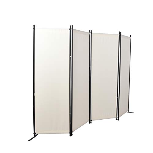 4 Panel Room Divider Privacy Screens Home Office Accents Folding Steel Frame White (White)