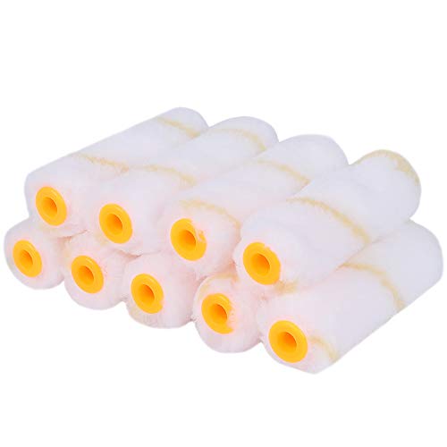 Lucky Monet Packet of 30 Pcs 4" Paint Roller Covers Mini Paint Roller Brush Covers Edger Trim Roller Refill Gold Stripe Soft Woven 1/2" Nap