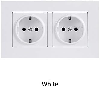 Multi-Functional EU Plug Socket Wall Power Outlet Socket with USB Port for Phone Charging Double Switchs Household (White)