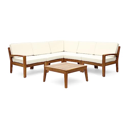Christopher Knight Home Grena Outdoor Acacia Wood 5 Seater Sectional Conversati…