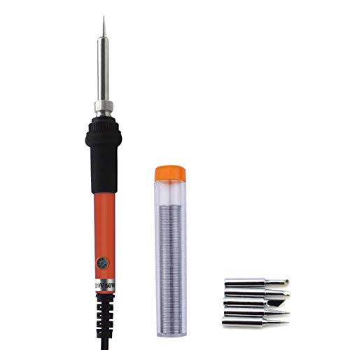 GLE2016 Electric Soldering Iron Kit 60W Adjustable Temperature Welding Soldering Iron with 5pcs Different Tips, 1 Solder Wire 1.0mm Dia. (Soldering Irons)