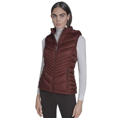 Calvin Klein Women's Lightweight Hooded Puffer Vest – Quilted Stretch Winter Ou…