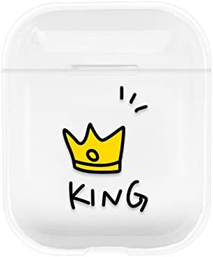 MOTJERNA Airpods Cute Cartoon Case Transparent PC Material Fun Protective Case for AirPods1 2 for Girls Teens (King)