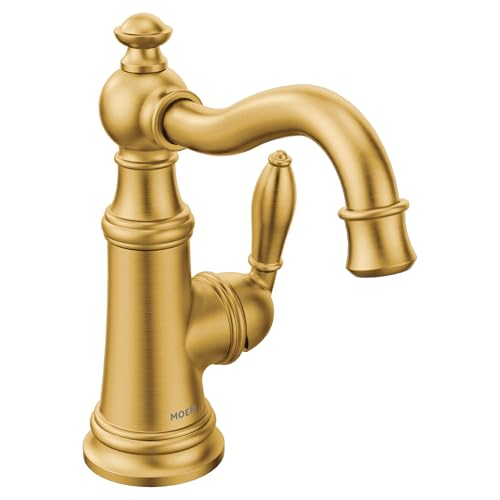 Moen S42107BG Weymouth One-Handle Single Hole Traditional Bathroom Sink Faucet…