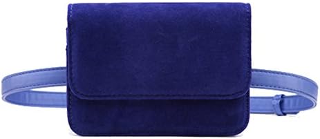 Womens Fashion Velvet Waist Fanny Pack Bag Velvet Phone Purse Navy Blue