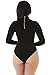 OUR WINGS Women Black Stretchy Turtleneck Long Sleeve Bodysuit S