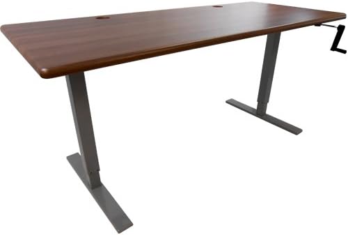 ThermoDesk ELLURE - Manual Fast Adjustable Height Standing Desk - Sit Less &amp; Be Healthier- Ergonomic Design- Predrilled for Easy Assembly - Silver Base ( Shaker Cherry Desktop, 30" x 48" )