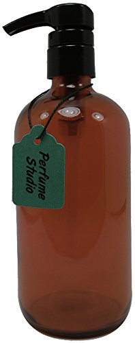 Perfume Studio Professional Grade Amber Glass Boston Round Bottle with Top Quality Dispensing Pump - Perfect for Lotions, Soaps, Massage and Skin Treatment Oils, Hair Solutions and More (16 OZ, AMBER)