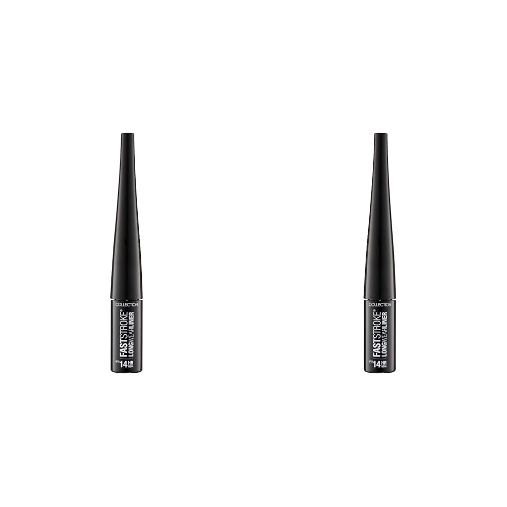 Collection Cosmetics Fast Stroke Long Wear Liner, 14-Hour Wear – Intense Colour, 4ml, Black (Pack of 2)
