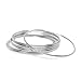 Thin Silver Stainless Steel Bangle Bracelet Set Round (Set of 7)