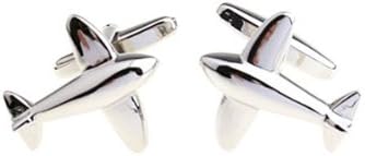 Linana Silver Airplane Cool Cufflinks for Men + Gift Box