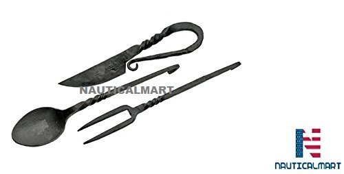 NAUTICALMART Medieval Eating Utensil Set Iron
