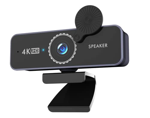 FAzuFlt 4K UHD Webcam, USB Web Camera, Compatible with Zoom/Skype/Teams/Webex, PC Mac Desktop, MIC, Camera, Speaker 3 in 1, Face Optimization…