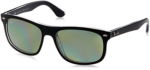 Ray-Ban INJECTED MAN SUNGLASS - TOP MATTE BLACK ON TRANS Frame DARK GREEN POLAR Lenses 56mm Polarized