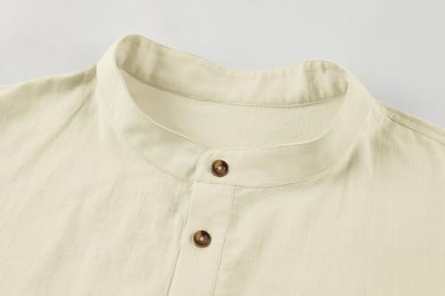Runcati Mens Shirt Henley Shirts Summer Short Sleeve Casual Shirt No Stand Collar Business Shirts
