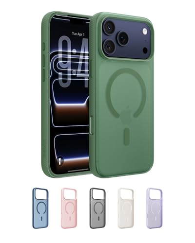 Belkin SheerForce Grip MagSafe Compatible iPhone 17 Pro Max Case with Slim Design & Anti-Slip Side Lines - Magnetic, Transparent, & Shockproof Protective iPhone Case - Sage