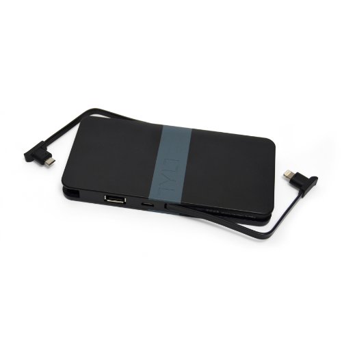 Tylt ENERGI 5K+ Battery Pack with Built-In Lightning and Micro-USB Cables and Universal USB Port - Retail Packaging - Gray