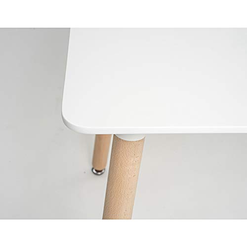 ME2 Kitchen Rectangular Table,Modern 47.2"x 31.5"Leisure Cofffee Table,Office Conference Desk with Wooden Legs and White Top for Kitchen Dining Room.White - Thumbnail 2