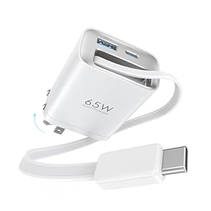 TOPADRE 65W 急速充電器 Type-C 巻き取り式 【95CMコード内蔵】 折りたたみプラグ