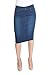 Esteez Women's Knee Length Stretch Denim Tummy Control Jean Skirt Beverly Hills