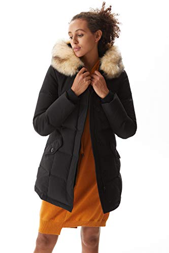 Molemsx Women's Padded Jacket, Ladies Fur Hooded Thickened Winter Outwear Warm Overcoat Puffer Coat Parka XS-XXL