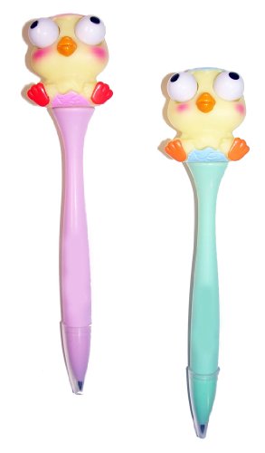 Inkology Easter Bug Eye Novelty Ball Point Pens, Pink and Blue Assortment, 12 Pens per Pack (410-3)