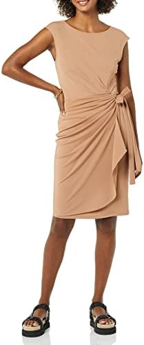 lark & ro women's classic cap sleeve wrap dress Lark & Ro Women's Classic Cap-Sleeve V-Neck Compact Matte Jersey Wrap Dress