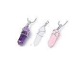 BRCbeads 3 Terminated Wired Wrapped Pendant One Each of Amethyst, Quartz and Rose Quartz