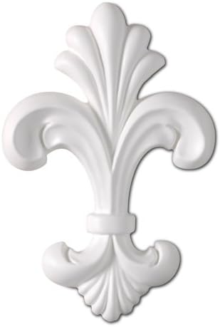 Focal Point 85417 Large Fleur de lis Rosette 4-Inch by 6-Inch by 5/8-Inch, Primed White